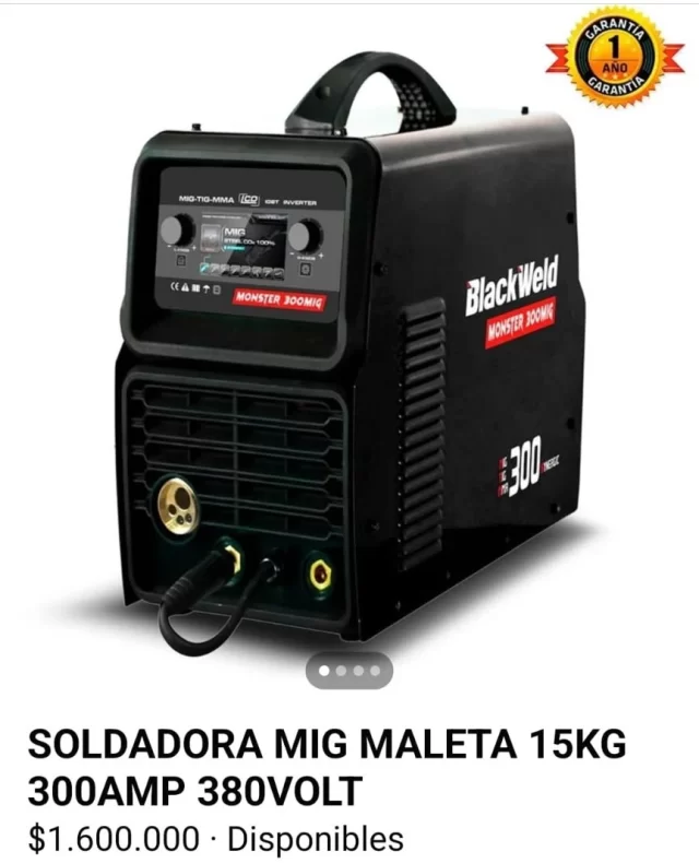 Soldadora Mig Portátil para carrete de 15kg 300amp